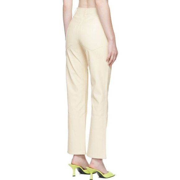 Miaou Junior Faux Leather Pant in Creme Small New Womens Vegan Trousers - Picture 11 of 13